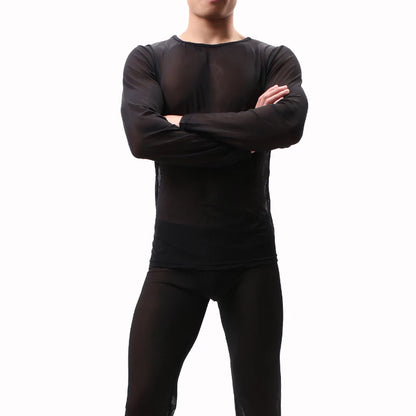 Sheer Pajamas for Men Sexy Mens Sleepwear See Through Loungewear Couples Pajamas Set Mesh Sleepwear