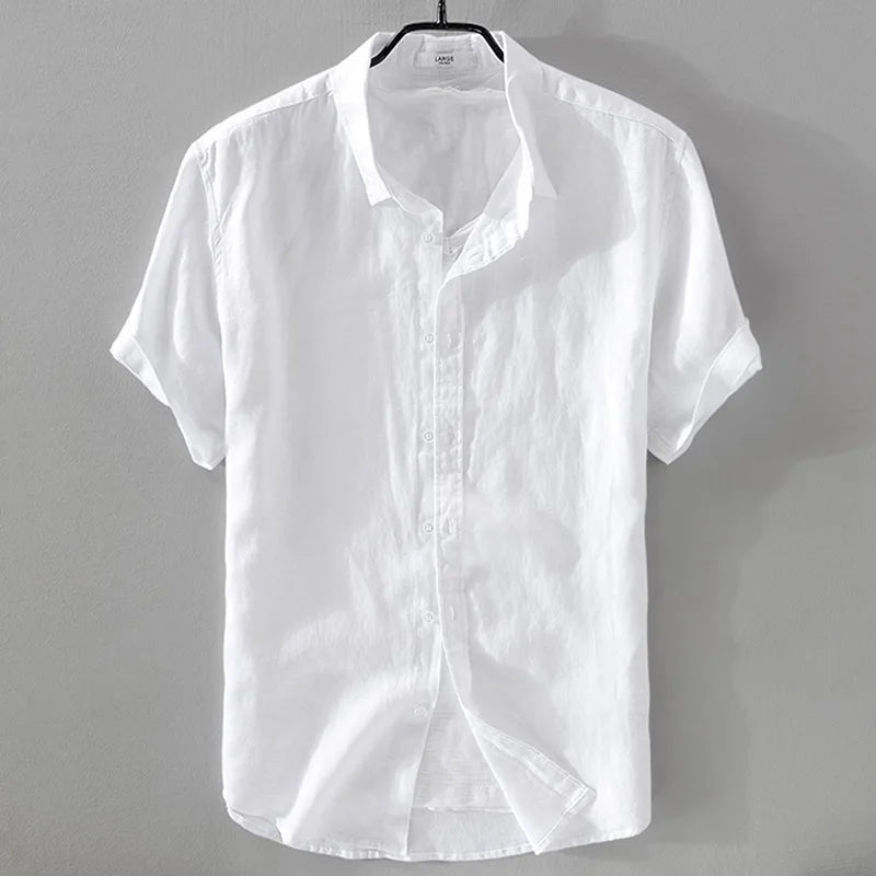 Pure Linen Short-sleeved Shirt Men&