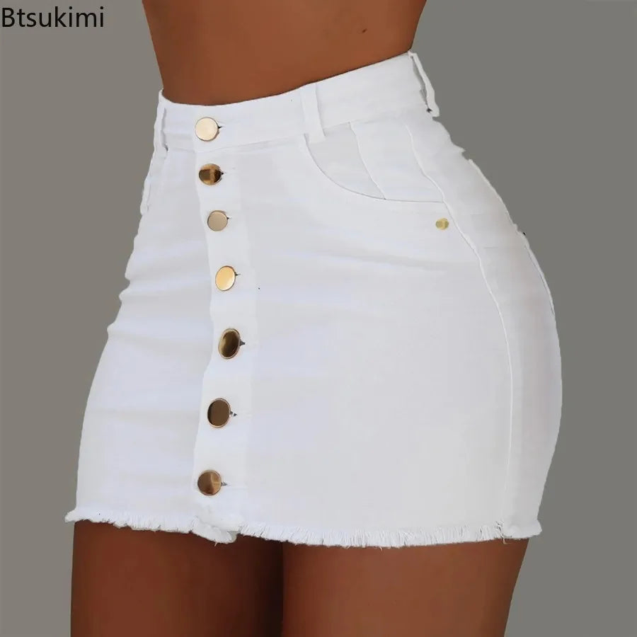 Jeans Skirt Women Shorts Comfortable Soft Breathable Denim Short Skirts Elastic Fashionable Hip Skirt Ruffle Table Skirt Female