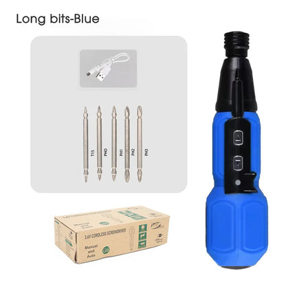 Electric Screwdriver 3.6V Mini Household Screwdriver Anti-Slip Handle Screwdrivers Straight Rod Rechargeable Driver Repair Tool
