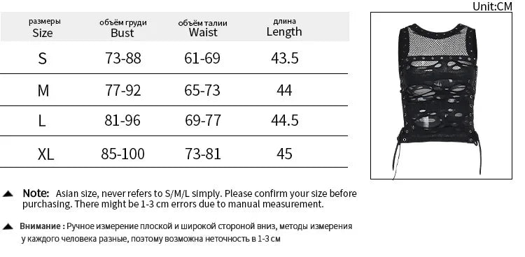Gothic Tops Punk Tanks T-Shirt Women Sexy Fishnet Backless Steampunk Vest Clubwear for Party