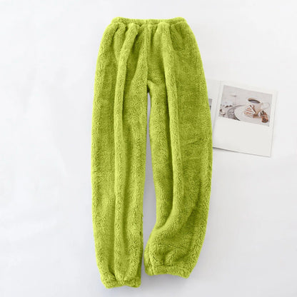 Pajamas Pants For Women Warm Winter Solid Color Sleepwear Pyjamas Plush Pants Women Nightwear Fashionable Home Wear