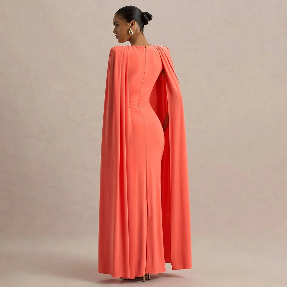 2025 New Fashion High Waist Evening Dress for Women Polyester Fabric Gathered Skirt Tight Fit Gown for Parties And Banquets