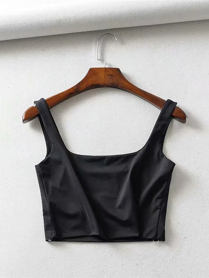 Hot Sale Summer Women Sexy Sleeveless Tops Fashion Short Square Collar Tank Tops 4 Colors