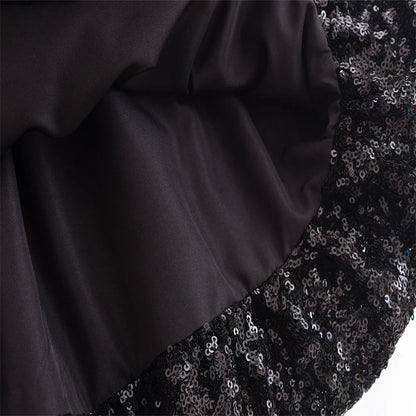 Fashion Party Dress for Women Fashion Autumn Winter New Round Neck Sleeveless Sequined Patchwork Chic Female Evening Clothing