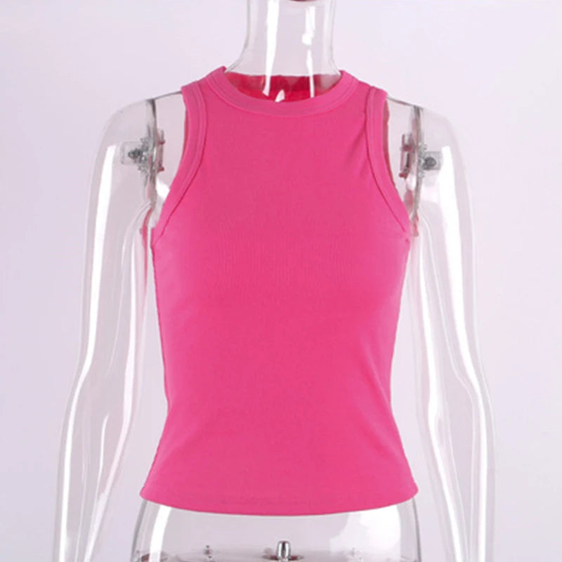 Tank Tops Women Yellow Casual Vest Sleeveless Camis Shoulder Women&