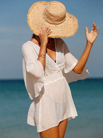 Sexy Swimwear V Neck Bathing Suit Women Backless Beach Cover Up Sarong Tunic Beach Wear Vacation Swimwear Beach Wear Beachwear