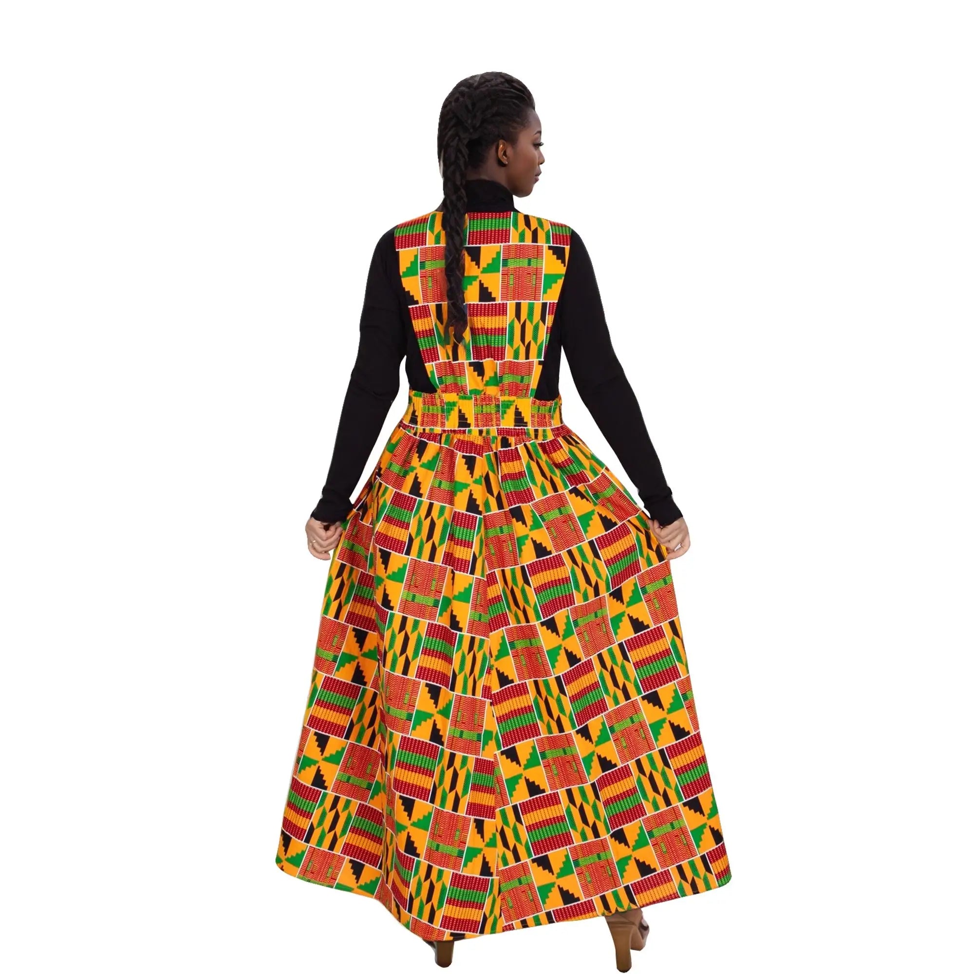 African Print Long Kaftans Dress for Women Sleeveless Vest Dresses Traditional African Design Party Clothing WY11071