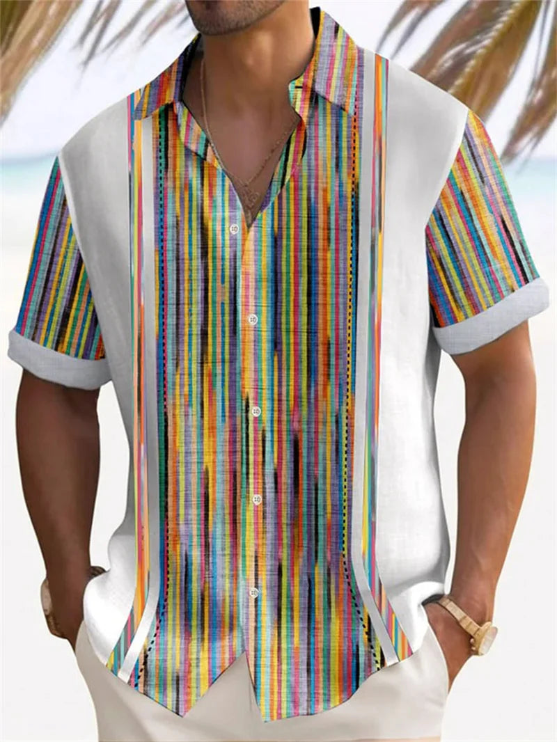 Button up shirt for men, Hawaiian shirt, strawberry short sleeved button up shirt, summer beach shirt, men&