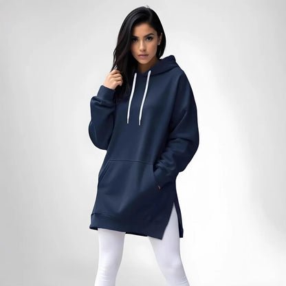 Hoodies Coats Women Solid Sweatshirts Jacket Pocket Drawstring Hooded Slight Strech Loose Casual Office Lady 2025 Spring Autumn