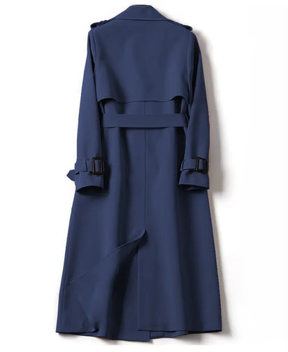 Elegant Women  Fashion British Jackets Autumn Winter Widebreaker Streetwear Midi Coats Casual Office Lady Button Slim Chic Coat