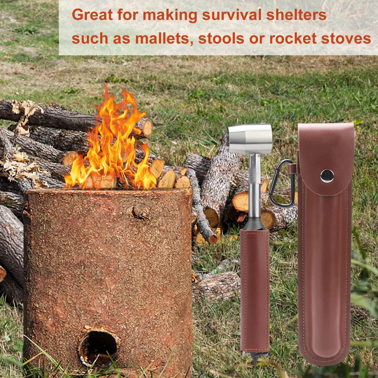 Hand Auger Wrench Outdoor Survival Settlers Punch Tool Wood Drill Peg and Manual Hole Maker Multitool Outdoor Wood Punch Tools
