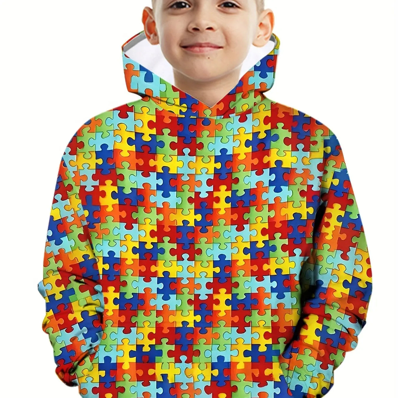 Kids Clothes Boy Hoodies Girl Clothes Long Sleeve Building Block Print Casual Kids Summer Autumn Clothes Top Children&