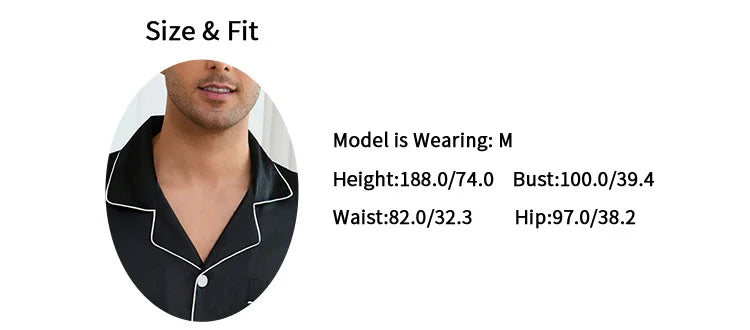 Men Sleepwear Satin Pajama Sets Long Sleeve Tops with Trousers Pajama Pj Sets Soft and Comfortable Autumn Pajamas Loungewear Set