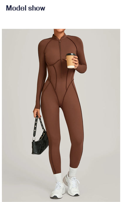 Yoga Suit Yoga Bodysuit Gym Set Women Sportswear Fitness Long Sleeve Sports Jumpsuit Female Workout Clothes One-piece Tracksuits