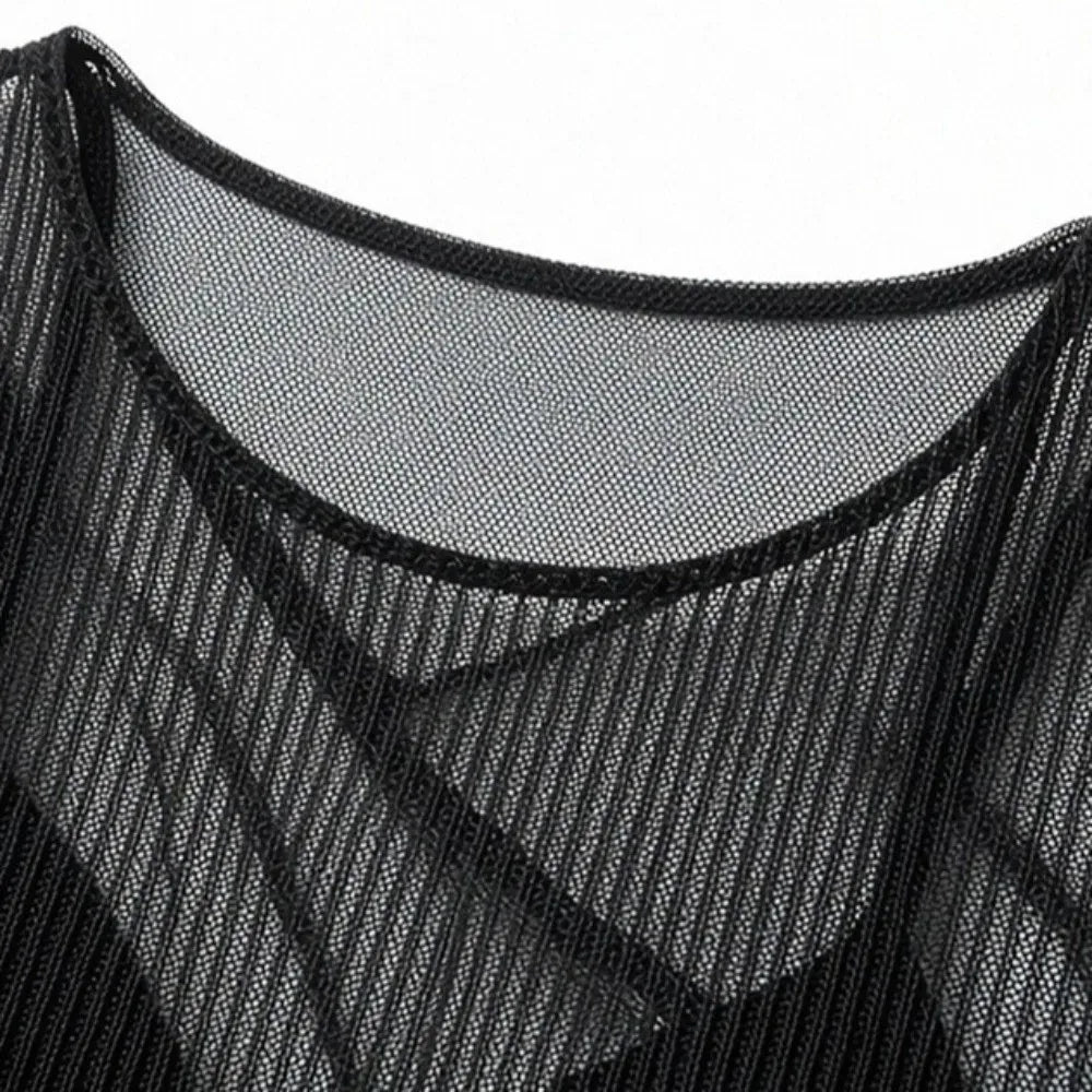 Beachwear Ruffles Bikini Set Transparent Pullover Slim Fit Swimming Suit Lace-up Sun Protection 3Pieces Set Swimwear Resort