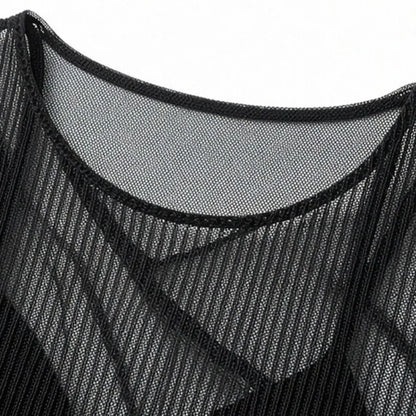 Beachwear Ruffles Bikini Set Transparent Pullover Slim Fit Swimming Suit Lace-up Sun Protection 3Pieces Set Swimwear Resort