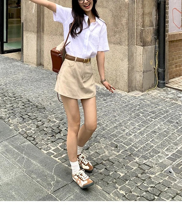 Linen Short-sleeved Shirt Women&