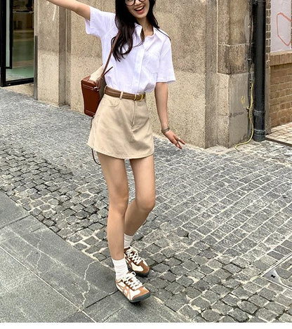 Linen Short-sleeved Shirt Women&