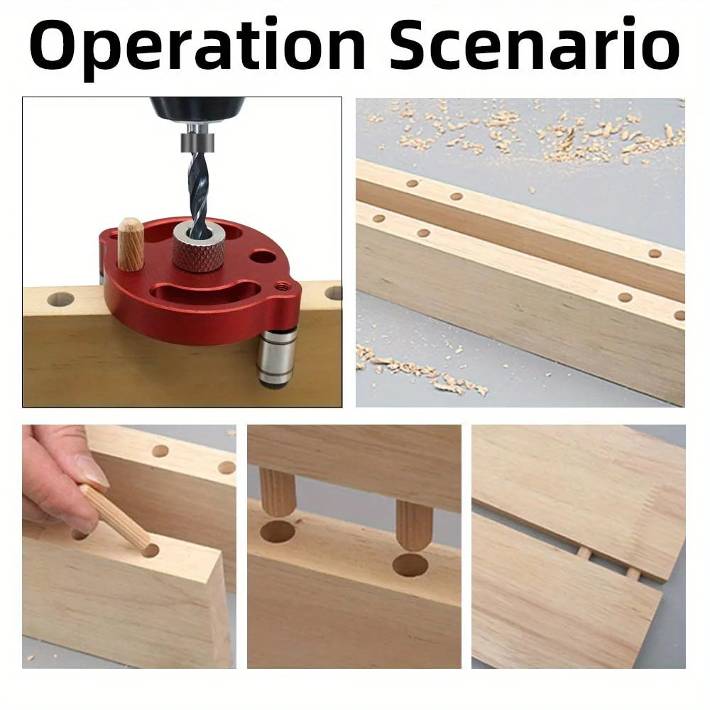 Self Center Dowel Jig Handheld Drill Guide for Straight Holes Wood Panel Hole Puncher Locator Woodworking Joints Tool