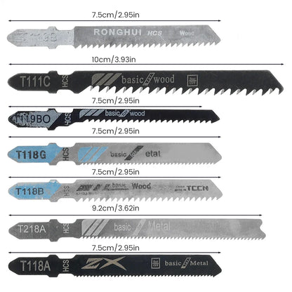 New Jig Saw Blades Set T-Shaft HCS Assorted Saw Blades Sharp Fast Cut Jigsaw Blades for Wood Plastic Metal Cutting Hand Tools