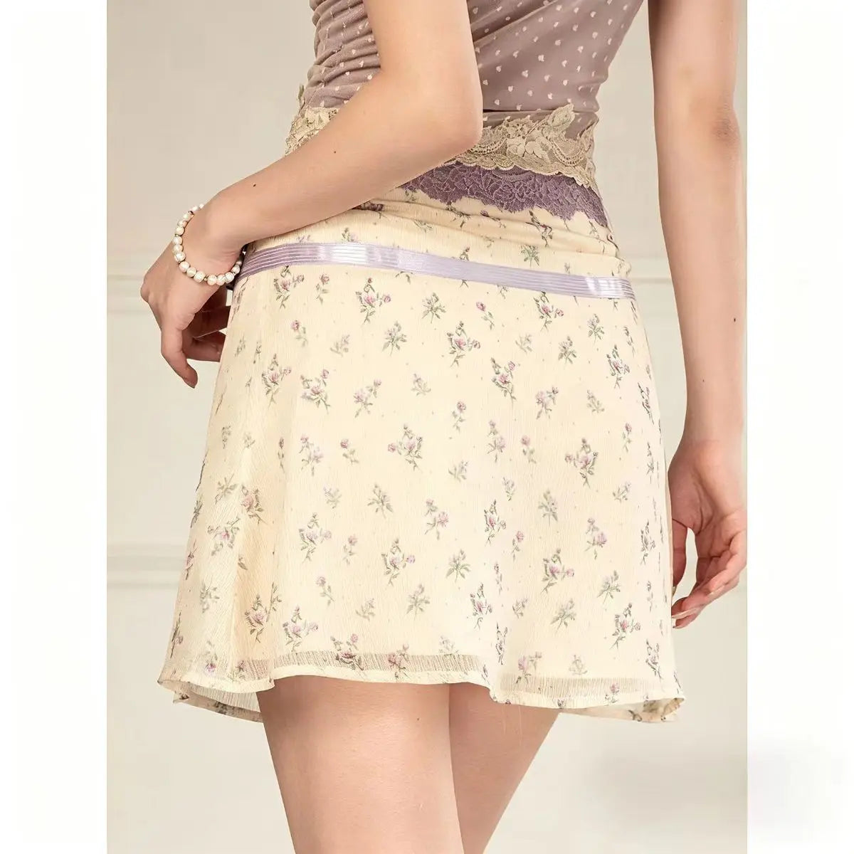 2026 New Skirt Summer Idyllic Small Floral High Waist Exquisite A-sub Short Skirt