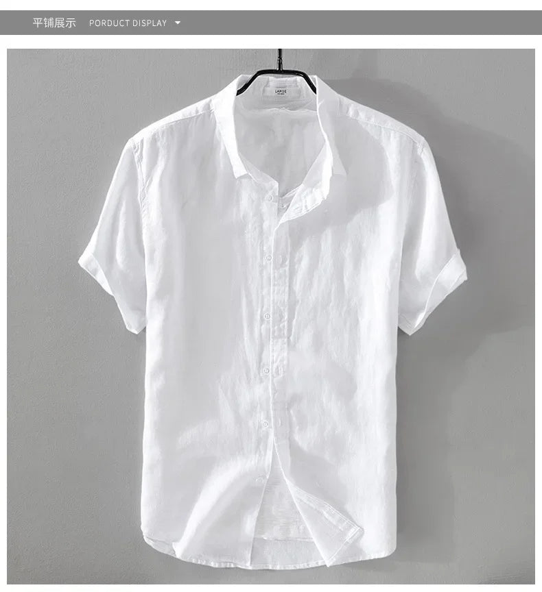 Pure Linen Short-sleeved Shirt Men&