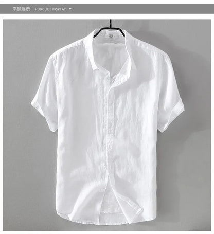 Pure Linen Short-sleeved Shirt Men&
