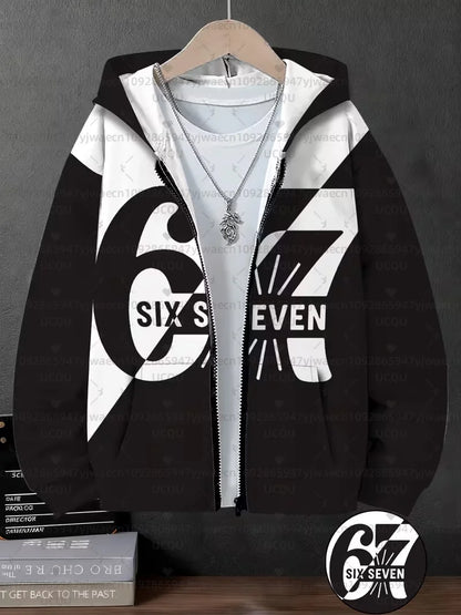 Hoodies For Kids 67 Six Seven Italian Brain Rot Math Joke Tops Y2k Game Saying Zipper Clothes Graphic Y2k Children&