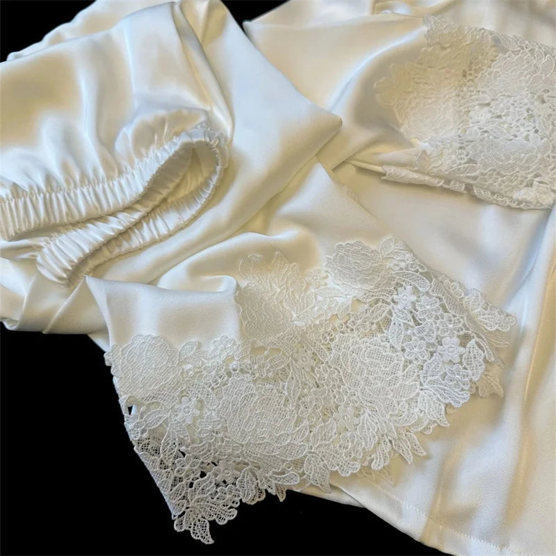 Pyjama Woman Silk Satin Sleepwear For Sleeping Clothes New Fashion Lace Home Clothing Women&