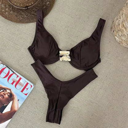 Push Up Swimwear Women Swimsuits 2025 Sexy Brazilian Bikini Set Thong Micro Biquini Female Bathing Suit Solid Beachwear