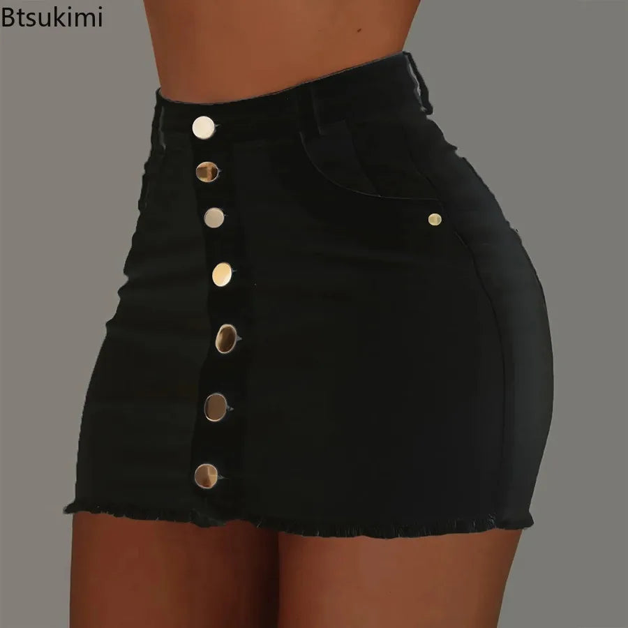 Jeans Skirt Women Shorts Comfortable Soft Breathable Denim Short Skirts Elastic Fashionable Hip Skirt Ruffle Table Skirt Female