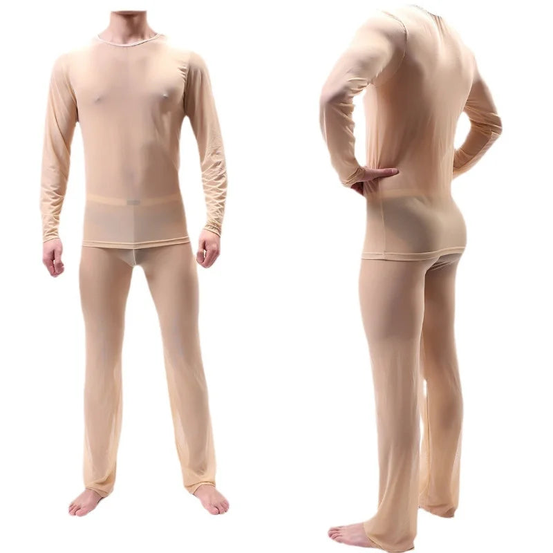 Sheer Pajamas for Men Sexy Mens Sleepwear See Through Loungewear Couples Pajamas Set Mesh Sleepwear
