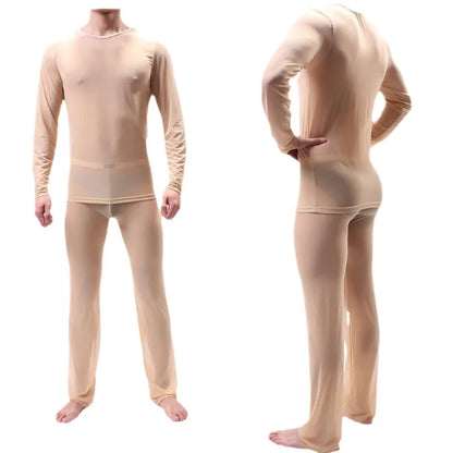 Sheer Pajamas for Men Sexy Mens Sleepwear See Through Loungewear Couples Pajamas Set Mesh Sleepwear