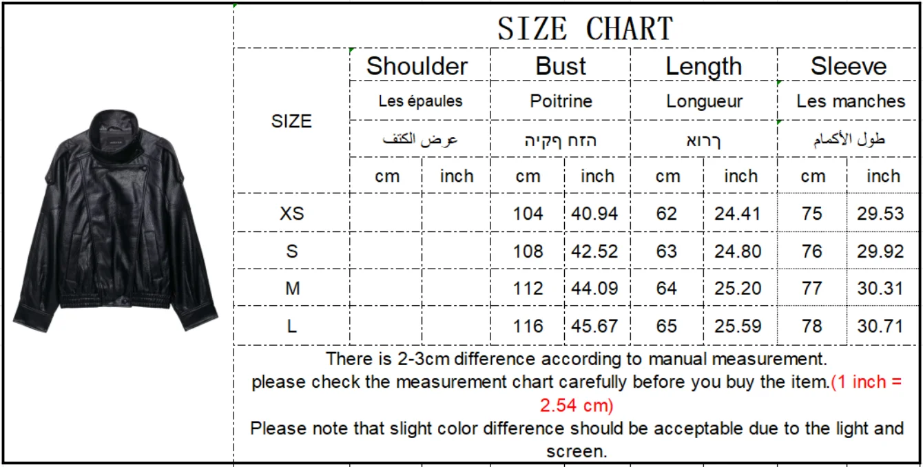 TFMLN 2025 Women Faux Leather Loose Jacket High Street Stand Collar Long Sleeve Coat Fashion Causal Zipper Outwear Autumn Winter