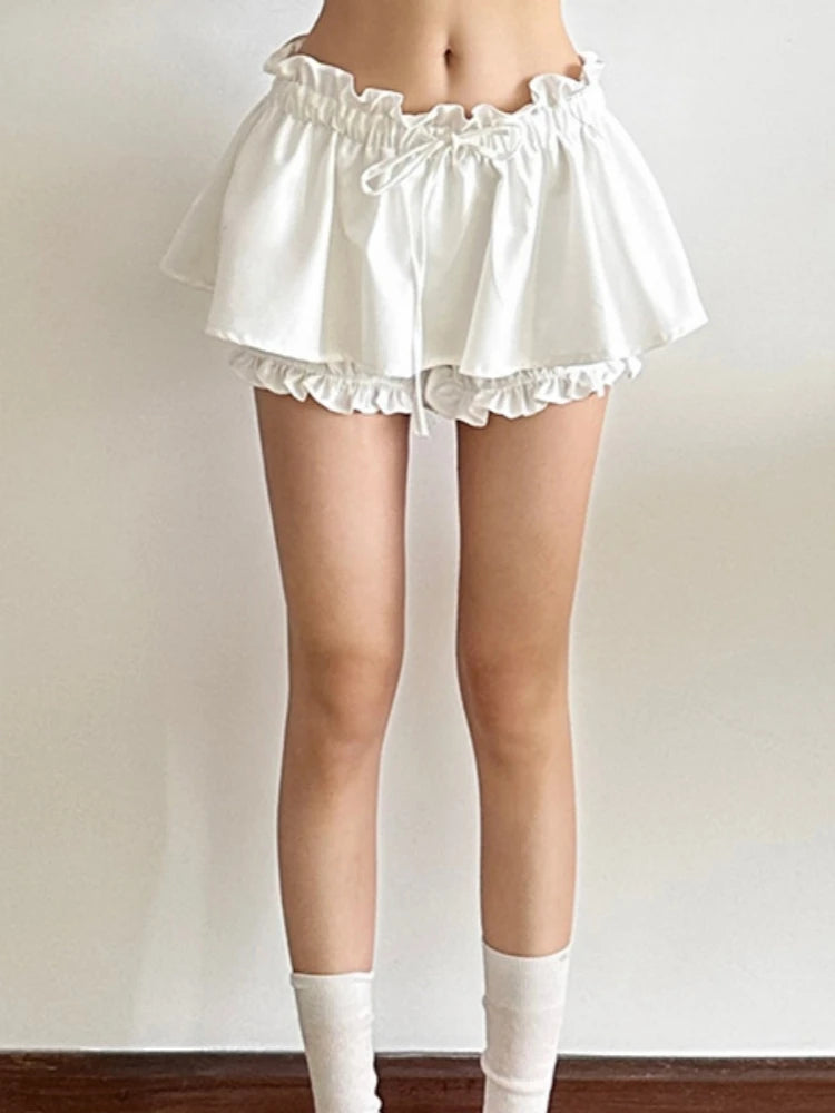 Solid Color Skirts Shorts Women Clothing Low Rise Sexy Girl Streetwear Pantalones Cortos De Mujer Summer Outfits Y2k Accessories