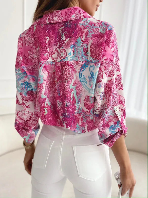 Fashion Long Sleeve Buttons Shirts &amp; Blouses For Women 2023 Spring Casual Print Womens Tops And Blouse Office Top Femme Shirt
