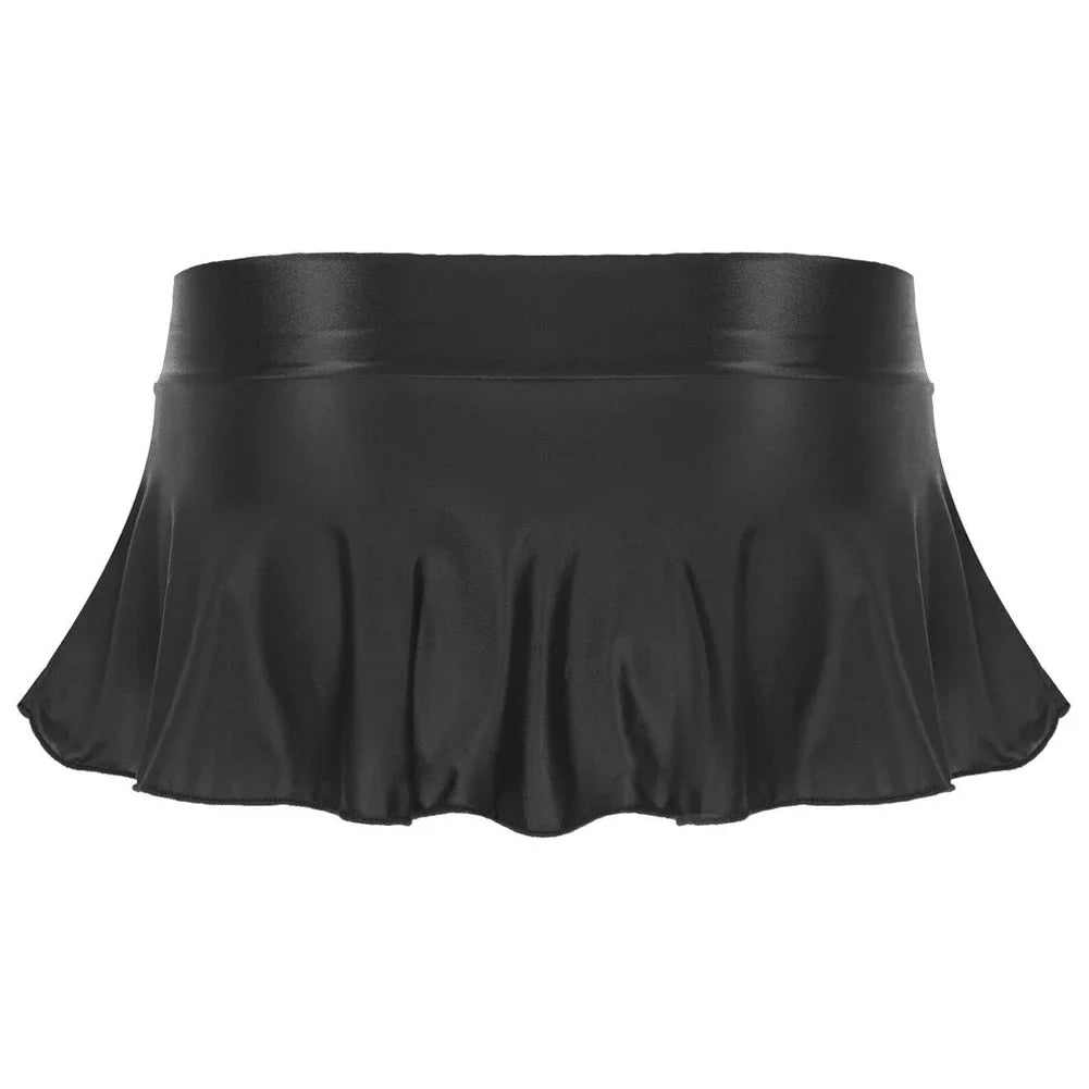 Sexy Womens Glossy Short Skirt Shiny Skater Dance Party Skirt  A-line Skirt 2023 Fashion Summer Women&