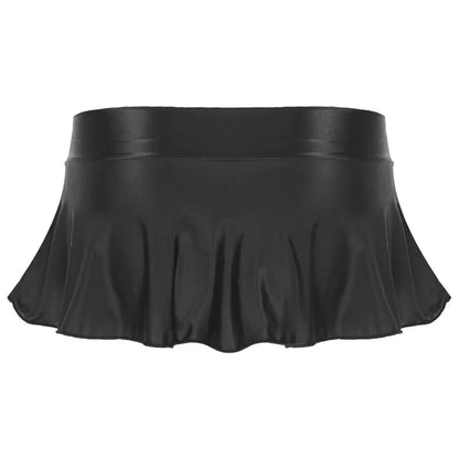 Sexy Womens Glossy Short Skirt Shiny Skater Dance Party Skirt  A-line Skirt 2023 Fashion Summer Women&
