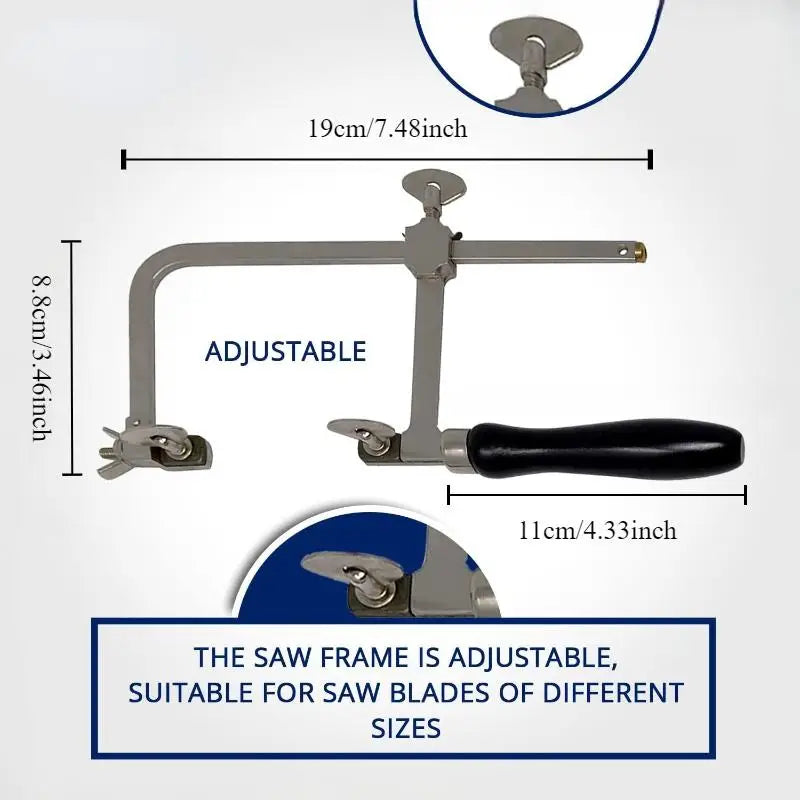 Saw Bow with 144 Blades Black Handle U Shaped Woodworking Flower Wire Saw for Jewelry Gold Making