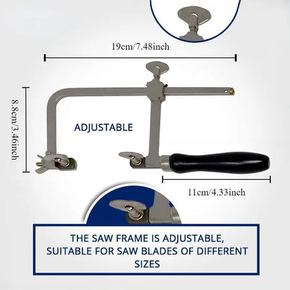 Saw Bow with 144 Blades Black Handle U Shaped Woodworking Flower Wire Saw for Jewelry Gold Making
