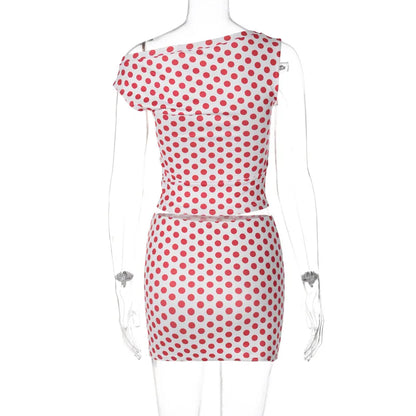 Fashionable Printed Unique Sleeveless Slim Fit Short Skirt Set Women&