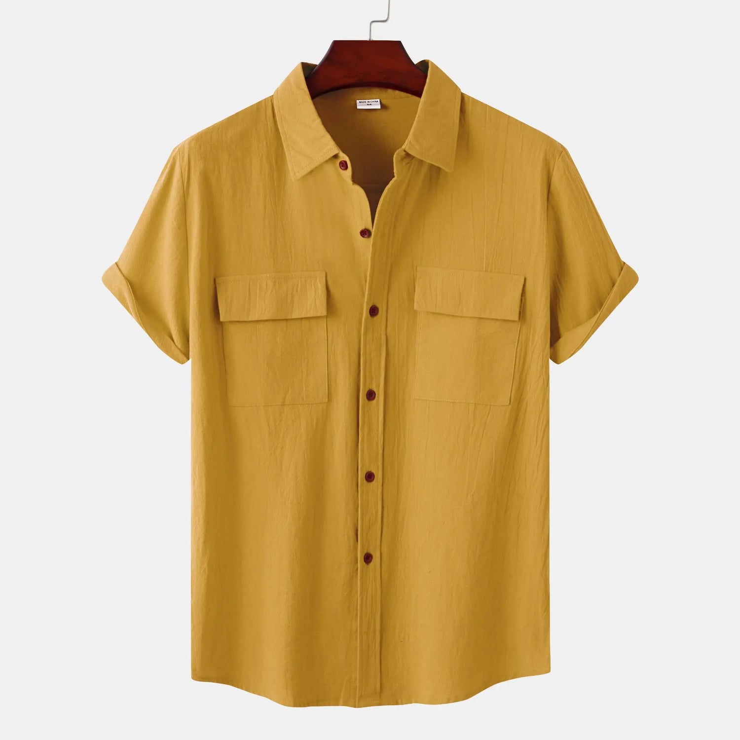 Turn Down Collar Men Shirts Solid Short Sleeve Shirts Single Breasted Casual Shirt Buttons Cardigan Sports Loose Breathable