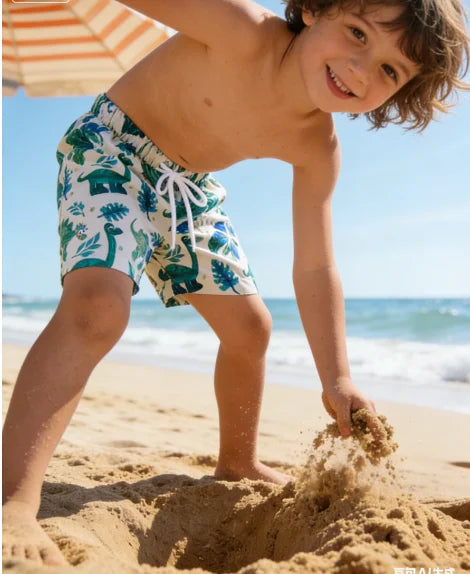 Summer beach vacation shorts for children aged 2-10, fashionable multi-color beach shorts for boys