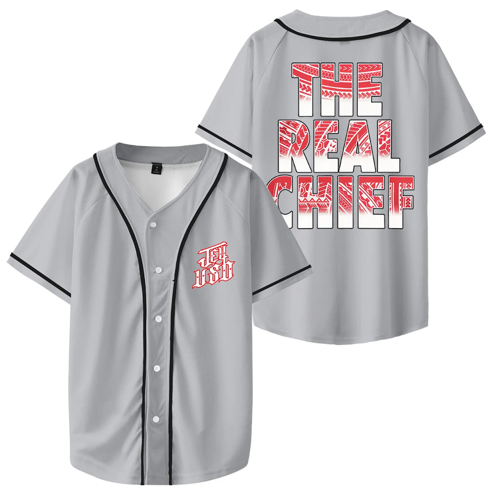 Jey Uso The Real Chief Baseball Jersey V-Neck Short Sleeve Streetwear Tee Men Women University Uniform Tops