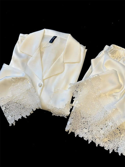 Pyjama Woman Silk Satin Sleepwear For Sleeping Clothes New Fashion Lace Home Clothing Women&