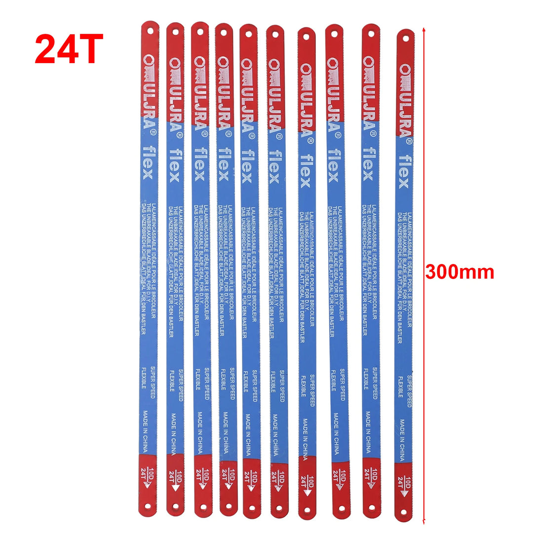 10Pcs/Set 14T/18T/24T Hacksaw Blade 300mm M35 Steel Hand Saw Blades Bi-Metal For Meat Wood Cut Hand Tool