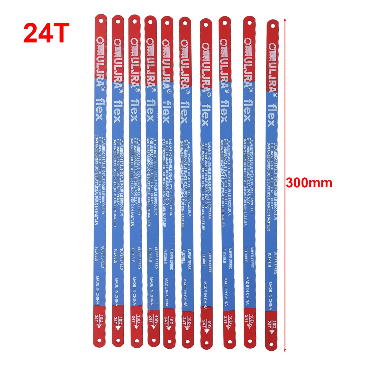 10Pcs/Set 14T/18T/24T Hacksaw Blade 300mm M35 Steel Hand Saw Blades Bi-Metal For Meat Wood Cut Hand Tool