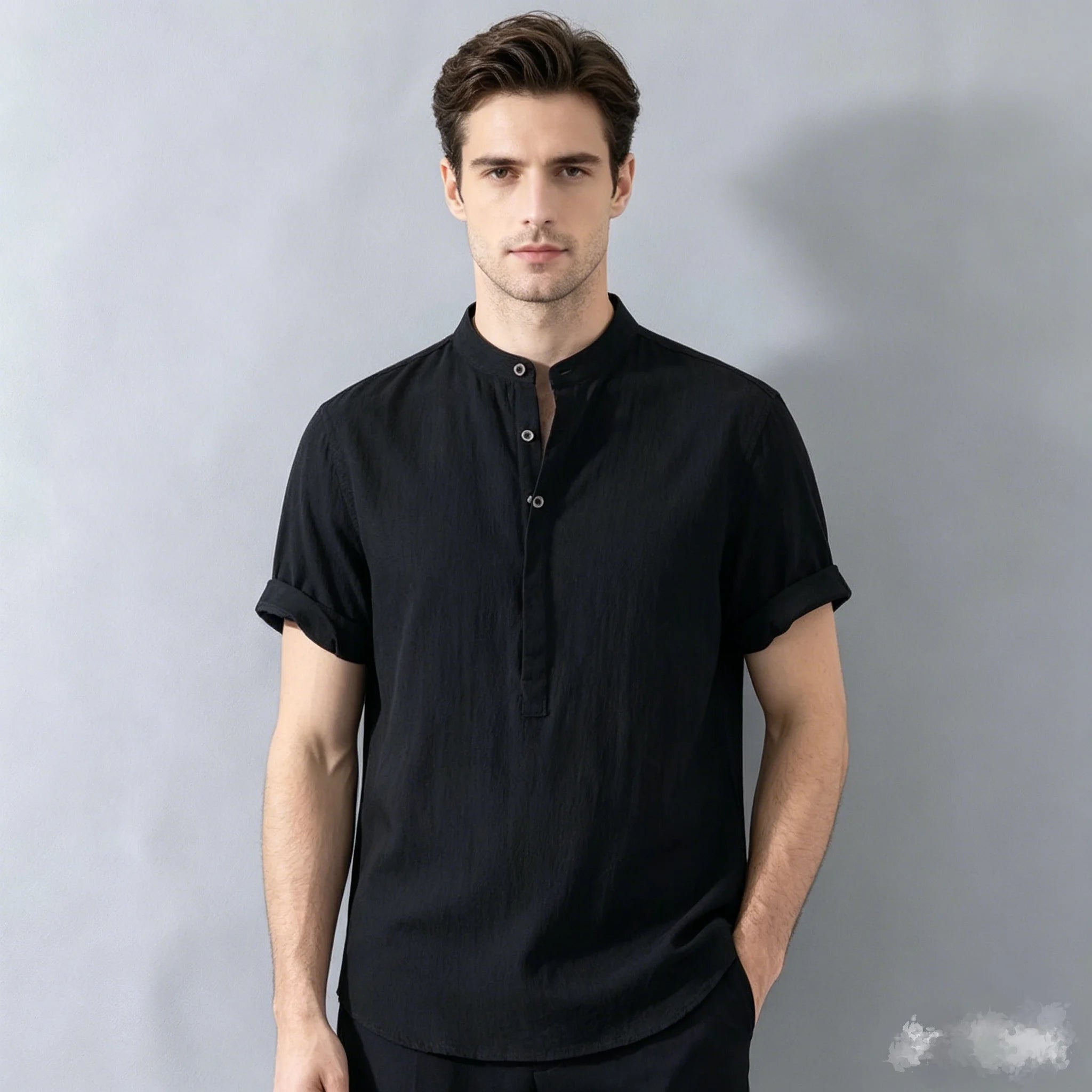 2026 New Cotton Linen Shirts for Men Casual Shirts Lightweight Short  Sleeve Henley Beach Shirts Hawaiian T Shirts for Men