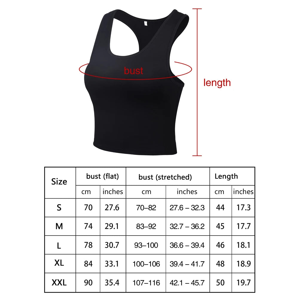 Sleeveless tank top for women, short top, elastic, for running, gym, sport, fitness, Summer, 1pc